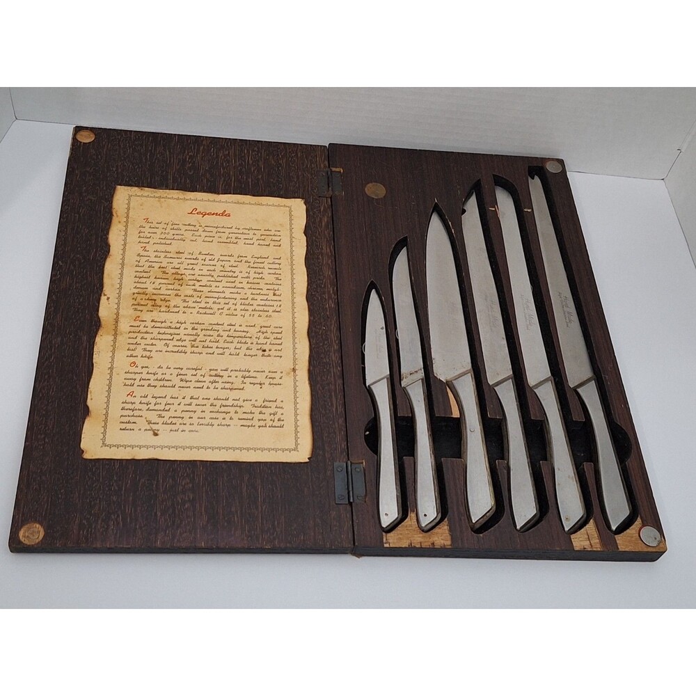 Vintage 1969 Artifex Movendi Hand Made Stainless Steel Knife Set USED